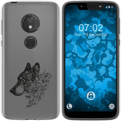 Produktbild von PhoneNatic Case kompatibel mit Motorola Moto G7 Play Silikon-Hülle Floral Wolf M3-1