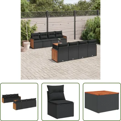 Produktbild von The Living Store 9-tlg. Garten-Sofagarnitur mit Kissen Schwarz Poly Rattan