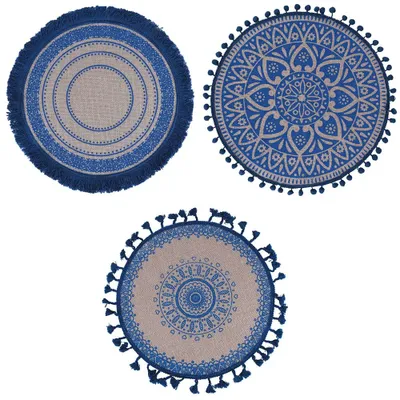Platzset rund 38 cm Jute blau 6 Stück