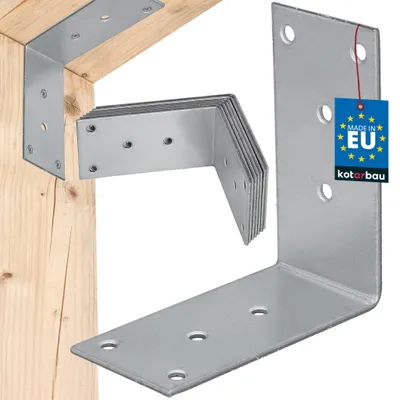Immagine prodotto di KOTARBAU® Set da 12 angolari di collegamento per carichi pesanti 80x80x40 mm in acciaio zincato Angolari in acciaio Robusti e resistenti Connettori per travi Colore argento