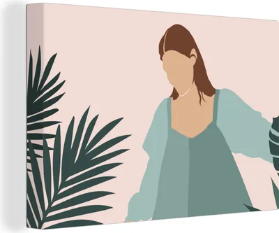 Produktbild von OneMillionCanvasses® - Leinwandbilder - 140x90 cm, Sommer - Frauen - Pflanzen - Tropisch, Wandbilder Kunstdruck Wanddekoration