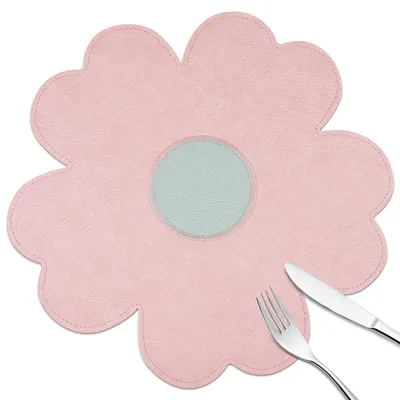 Produktbild von Solidchoice – Set aus 4 runden Untersetzern in Blumenform – waschbar und hitzebeständig