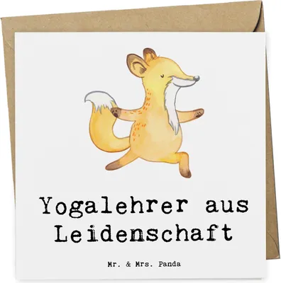 Produktbild von Mr. & Mrs. Panda Grußkarte Yogalehrer Leidenschaft - Weiß - Geschenk, faltkarte, Klappkarte, Glückwunschkarte, anlasskarte, doppelkarte