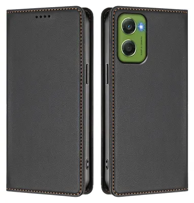 Produktbild von Handyhülle für Motorola Moto G06, Kunstleder Klapphülle Stoßfeste Magnetische Hülle mit Ständer Schwarz