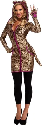 Produktbild von Rubies Leopard Kostüm mit Kapuze, Ohren, Schwanz und Tatzen Größe M (40-42)