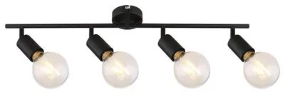Productafbeelding van Rabalux 3989 Plafondlamp met 4 spots, model Lamar, E27 fitting, zwart, standaard, 71 cm