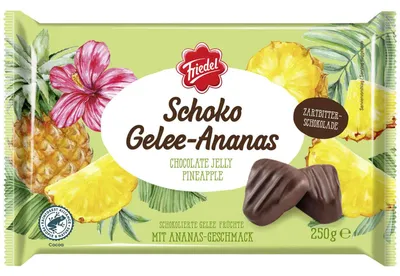 Obrázek produktu pro Friedel čokoládové želé ananasové želé s hořkou čokoládou 250g
