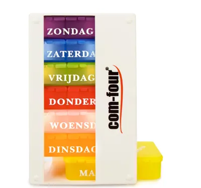 Produktbild von COM-FOUR® 1x Medikamentendosierer auf NIEDERLÄNDISCH - Medikamenten-Box für 7 Tage - je 3 Fächer - Pillendose - Pillenbox - Tablettenbox - Wochendosierer zur Aufbewahrung [NIEDERLÄNDISCH]
