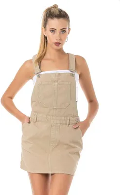 Damen Kurzer Jeansrock mit Schulterträgern aus 0% tot 49% Gerecycled Katoen, Hauptbild