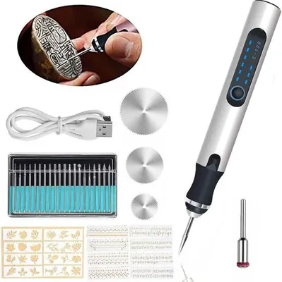 Obrázek produktu pro Gravírovací pero - gravírovací sada - přenosné - bezdrátové - dobíjení přes USB - sada pro kutily - gravírování