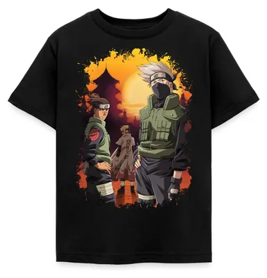 Produktbild von Spreadshirt Naruto Cooles Design Mit Kakashi, Iruka Und Naruto Kinder T-Shirt, 98/104 (3-4 Jahre), Schwarz