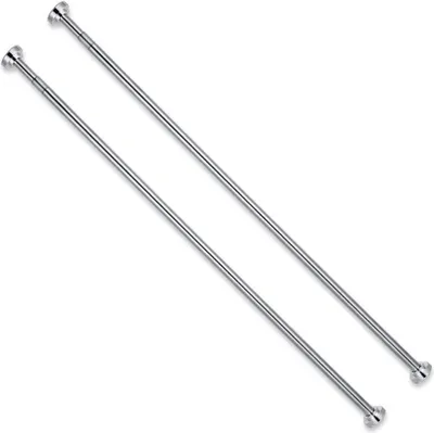 Zdjęcie produktu dla 2 sztuki - 100 cm drążek na zasłonę prysznicową bez wiercenia z regulacją od 105 cm do 170 cm, wysuwany drążek teleskopowy do prysznica i wanny, drążek na zasłonę ze stali nierdzewnej do mocowania, drążek na płaszcz w kolorze srebrnym