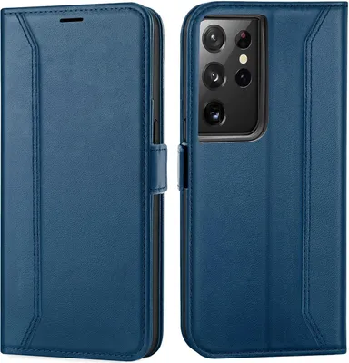 Produktbild von Conie RFID Klapp Tasche für Samsung Galaxy S22 Ultra Kartenfach Hülle Rundumschutz in Blau