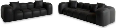 Produktbild von Kunstleder 3-2-Sitzer Sofa Set Valora Schwarz