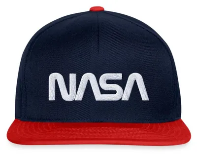Produktbild von Spreadshirt Nasa Logo Weiß Stick Snapback Cap, One size, Navy/Rot