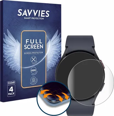 Produktbild von 4x Savvies Fullscreen Schutzfolie für Samsung Galaxy Watch 6 / 5 (44 mm) Displayschutz Folie Fullcover Klar Transparent