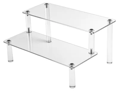 Produktbild von Acryl Display Ständer - 2-stufiges Stufenregal - Organizer für Parfüm, Figuren und Schmuck - Transparent