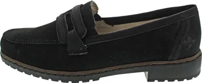 Produktbild von Rieker Damen Penny Loafer Slipper Leder 51864, Größe:42 EU, Farbe:Schwarz