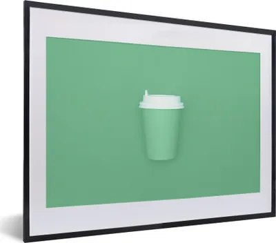Produktbild von MuchoWow® MuchoWow® Gerahmtes Poster Mintgrüner Kaffeebecher 40x30 cm - Poster mit zchwarzem Bilderrahmen - Bilderrahmen - Poster im Rahmen