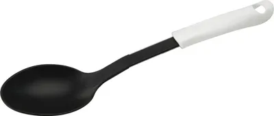 Image de Fackelmann Cuillère à servir 32 cm ARCADALINA, Cuillère de service avec manche pratique, Louche de service avec partie fonctionnelle en plastique pour casseroles et poêles revêtues Couleur : noir/blanc)