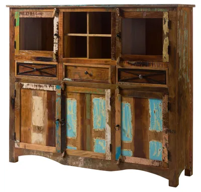 Immagine prodotto di MASSIVMOEBEL24 | Credenza in legno riciclato 160x40x140 laccato multicolore NATURE OF SPIRIT #139
