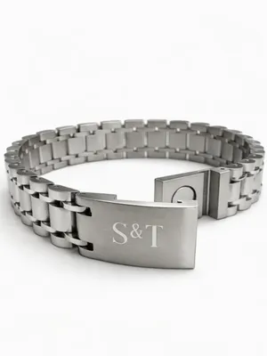 Produktbild von S&T DESIGN Edelstahlarmband Herren Edelstahl Armband Metall Knebelverschluss verstellbar Silber (Solides 316L Edelstahl, 1-tlg., Herren Armband)