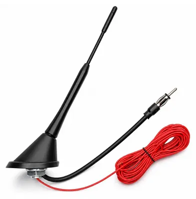 Produktbild von Audioproject A286 - Autoradio Autoantenne 18cm mit Fuß AM FM UKW 16V Verstärker 5m Stromkabel Kurzstab Dachantenne Universal