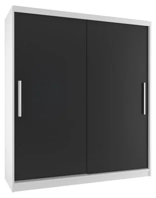 Obrázek produktu pro Velká šatní skříň TIMPAS 158 cm s posuvnými dveřmi BÍLÁ/ČERNÁ