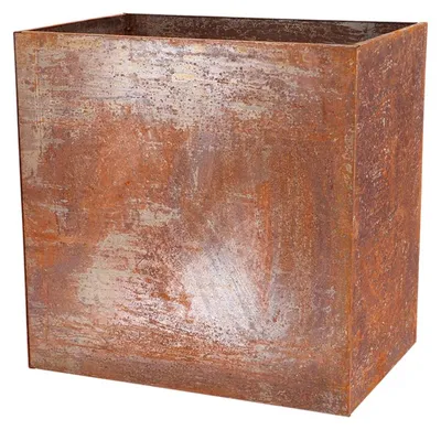 Image de Jardinière rectangulaire effet rouille en acier corten - Orange - L 58,2 x l 38,2 x H 58,2 cm