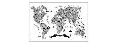 Zdjęcie produktu dla Fototapeta Abstrakcyjna Czarno-Biała MAPA Dla Dzieci dekoracja Nowoczesna Łatwa w Czyszczeniu 3D 180x120cm