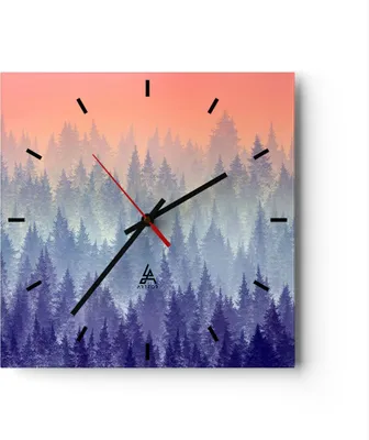 Produktbild von Wanduhr - Quadrat - Glasuhr - Wald Baum Natur - 40x40cm - Schleichendes Uhrwerk - Lautlos - zum Aufhängen bereit - Dekoration Modern - Wanddekoration aus Glas - C3AC40x40-3929