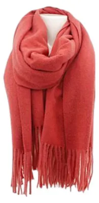 Imagen del producto de Bufanda de cachemira suave Damenschal. Bufanda con flecos, 180 x 70 cm. Bufanda de invierno para mujer. Bufanda para otoño/invierno: color rojo