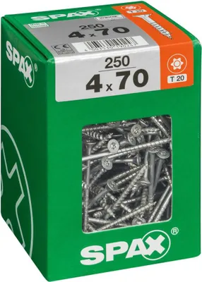 Immagine prodotto di Set 250 viti SPAX Torx in acciaio a testa svasata, Diam.4 mm x L.70 mm