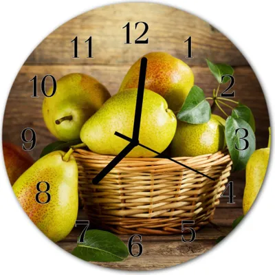 Produktbild von Glasuhr Wanduhr Küchenuhr Echt-Glas 30fi cm Birnen grün