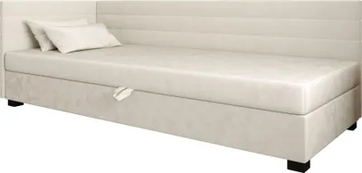 Produktbild von AURA SOFA  Boxspringbett  WILD PLUS 80x195 Komplett-Set mit Bonell Matratze, Polsterbett mit Bettkästen - Hellbeige, MONOLITH 02