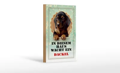 Produktbild von Holzschild Hund 12x18cm in diesem Haus wacht ein Dackel