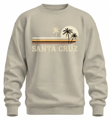 Productafbeelding van SANTA CRUZ, Surfen, Californië, Strand, Palmen, Vintage, Retro, Zon, Uni, Sweatshirt, Pullover, Natuur, XXL