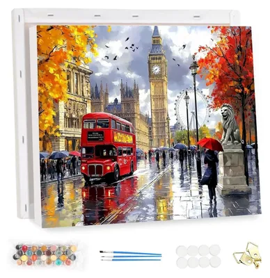 Immagine prodotto di Kit per dipingere per numeri con cornice, paesaggio di Londra, 40x30 cm, per adulti e principianti