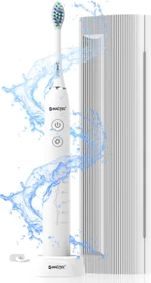 MalTec Elektrische Schallzahnbürste Weiß Wasserdicht 6 Spitzen Etui