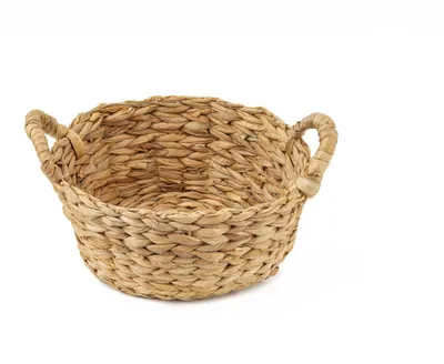 Productafbeelding van ECHTWERK Opbergmand van waterhyacint, rond, 30 x 24 x 16 cm, natuurlijke kleuren, gevlochten mand met handgrepen