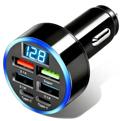 Auto-USB-Ladegerät 50W 6-Port USB-C Schnellladegerät