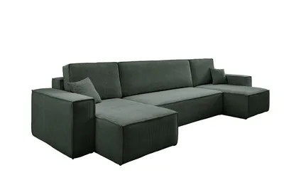 Produktbild von VENASI HUGO U-FORM Ecksofa mit Schlaffunktion und Bettkasten Sofa U Form Eckcouch Schlafsofa GRÜN