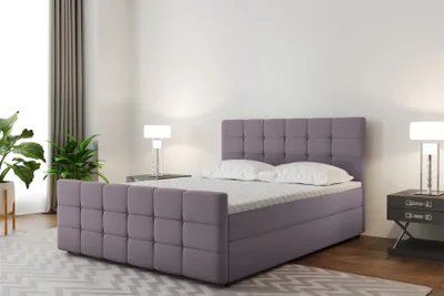 Produktbild von Boxspringbett Schlafzimmerbett SENON 180x220cm Stoff Flieder inkl. Bettkasten