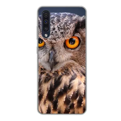 Produktbild von MuchoWow® Handyhülle Schutzhülle Hülle für Samsung Galaxy A50 Eine Nahaufnahme einer braunen Eule Silikon Softcase Handy Hülle - Mobiltelefonhülle