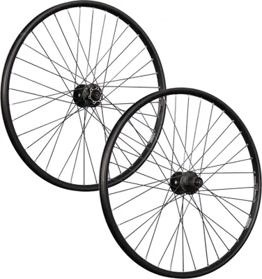 Produktbild von 26 Zoll Laufradsatz Hohlkammer geöst Shimano M475 QB400 6 Loch Disc 7-11 fach schwarz