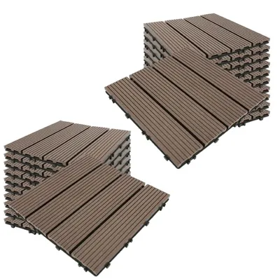 Produktbild von Set mit 22 WPC-Terrassenplatten mit Klicksystem, 30 x 30 cm