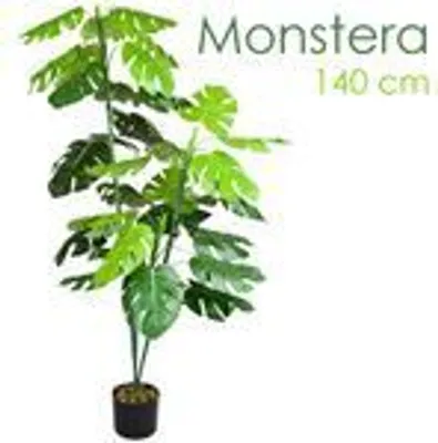 Produktbild von Monstera Fensterblatt Kunstpflanze Künstliche Pflanze 140 cm Kunstblume Innendekoration Kunst Pflanze wie echt im Topf Decovego