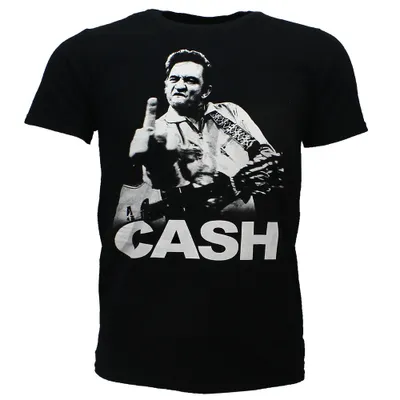 Produktbild von Johnny Cash Mittelfinger T-Shirt Schwarz – Offizielles Merchandise -  XL