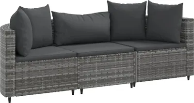 Obrázek produktu pro vidaXL 3dílná zahradní sedací souprava s polštáři Grey Poly Rattan