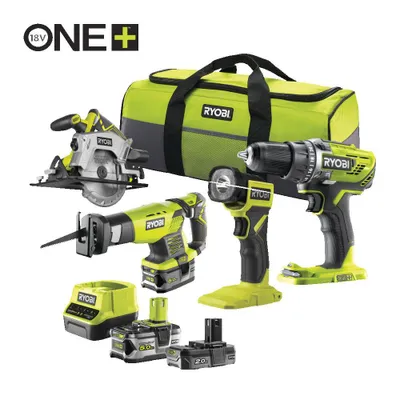 Zdjęcie produktu dla Rck184-252S Ryobi Zestaw Rck184A-252S: Wiertarko-Wkrętarka R18Dd3 Wyrzynarka R18Js Pilarka Rwsl1801 Ryobi